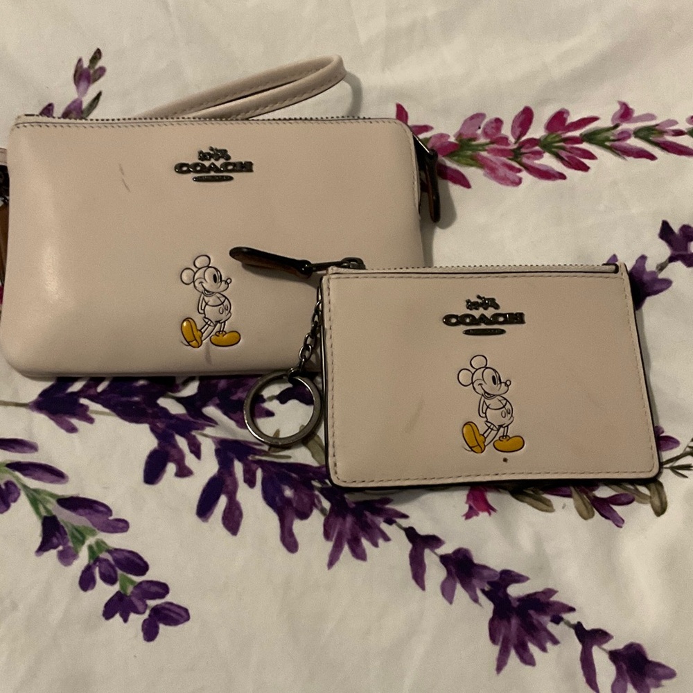 Coach x Disney Mickey Mouse Soft Pink Wristlet and Card Case Set